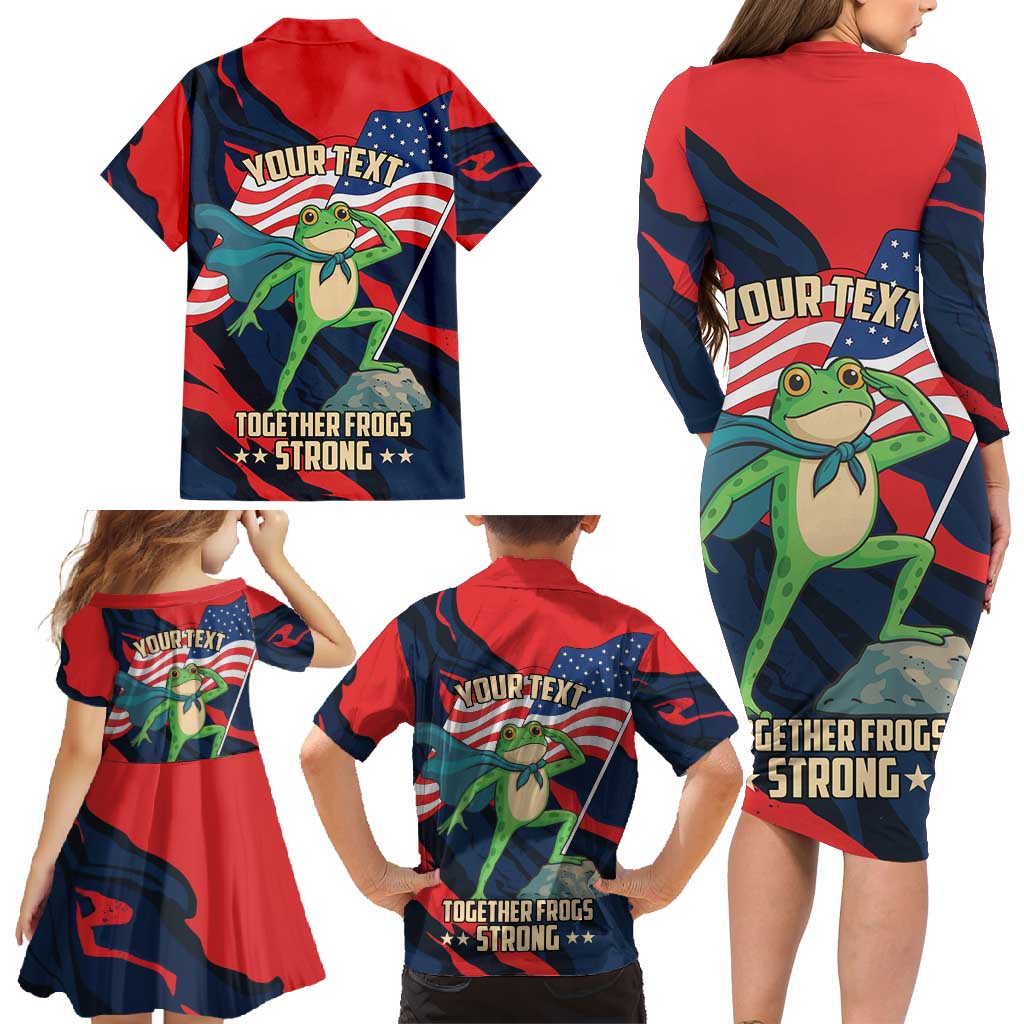 Portland Frog Protest Personalized Family Matching Long Sleeve Bodycon Dress and Hawaiian Shirt Frogs Together Strong - Wonder Print Shop