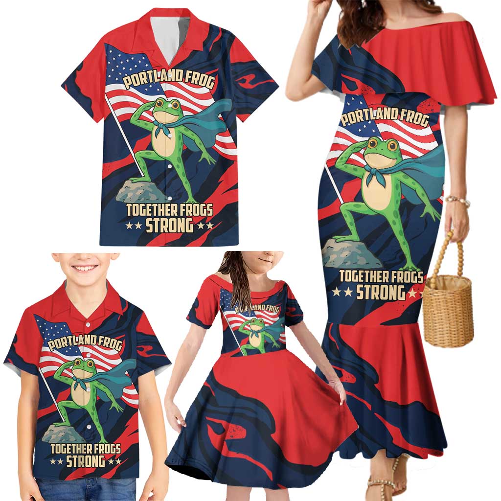 Portland Frog Protest Personalized Family Matching Mermaid Dress and Hawaiian Shirt Frogs Together Strong - Wonder Print Shop