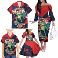 Portland Frog Protest Personalized Family Matching Off The Shoulder Long Sleeve Dress and Hawaiian Shirt Frogs Together Strong - Wonder Print Shop