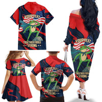 Portland Frog Protest Personalized Family Matching Off The Shoulder Long Sleeve Dress and Hawaiian Shirt Frogs Together Strong - Wonder Print Shop