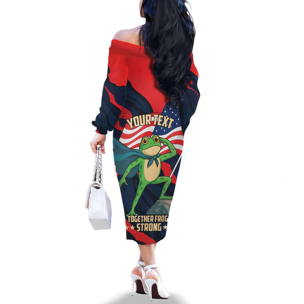Portland Frog Protest Personalized Family Matching Off The Shoulder Long Sleeve Dress and Hawaiian Shirt Frogs Together Strong - Wonder Print Shop