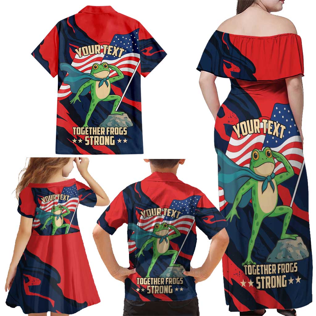 Portland Frog Protest Personalized Family Matching Off Shoulder Maxi Dress and Hawaiian Shirt Frogs Together Strong - Wonder Print Shop