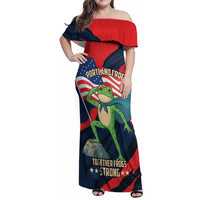 Portland Frog Protest Personalized Family Matching Off Shoulder Maxi Dress and Hawaiian Shirt Frogs Together Strong - Wonder Print Shop
