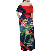 Portland Frog Protest Personalized Family Matching Off Shoulder Maxi Dress and Hawaiian Shirt Frogs Together Strong - Wonder Print Shop