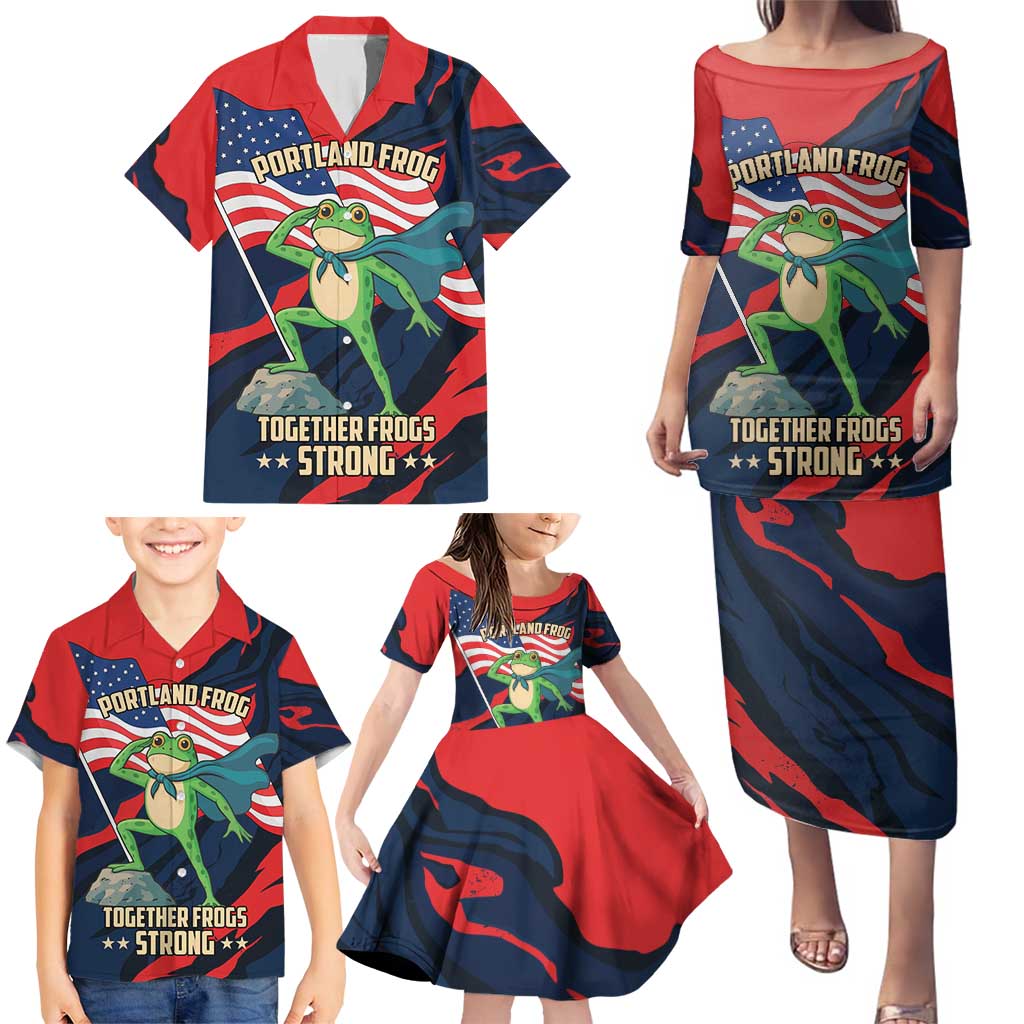 Portland Frog Protest Personalized Family Matching Puletasi and Hawaiian Shirt Frogs Together Strong - Wonder Print Shop