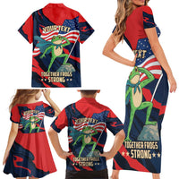 Portland Frog Protest Personalized Family Matching Short Sleeve Bodycon Dress and Hawaiian Shirt Frogs Together Strong - Wonder Print Shop