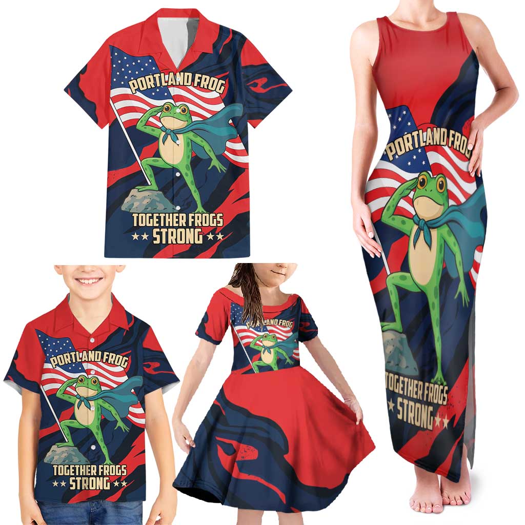 Portland Frog Protest Personalized Family Matching Tank Maxi Dress and Hawaiian Shirt Frogs Together Strong - Wonder Print Shop