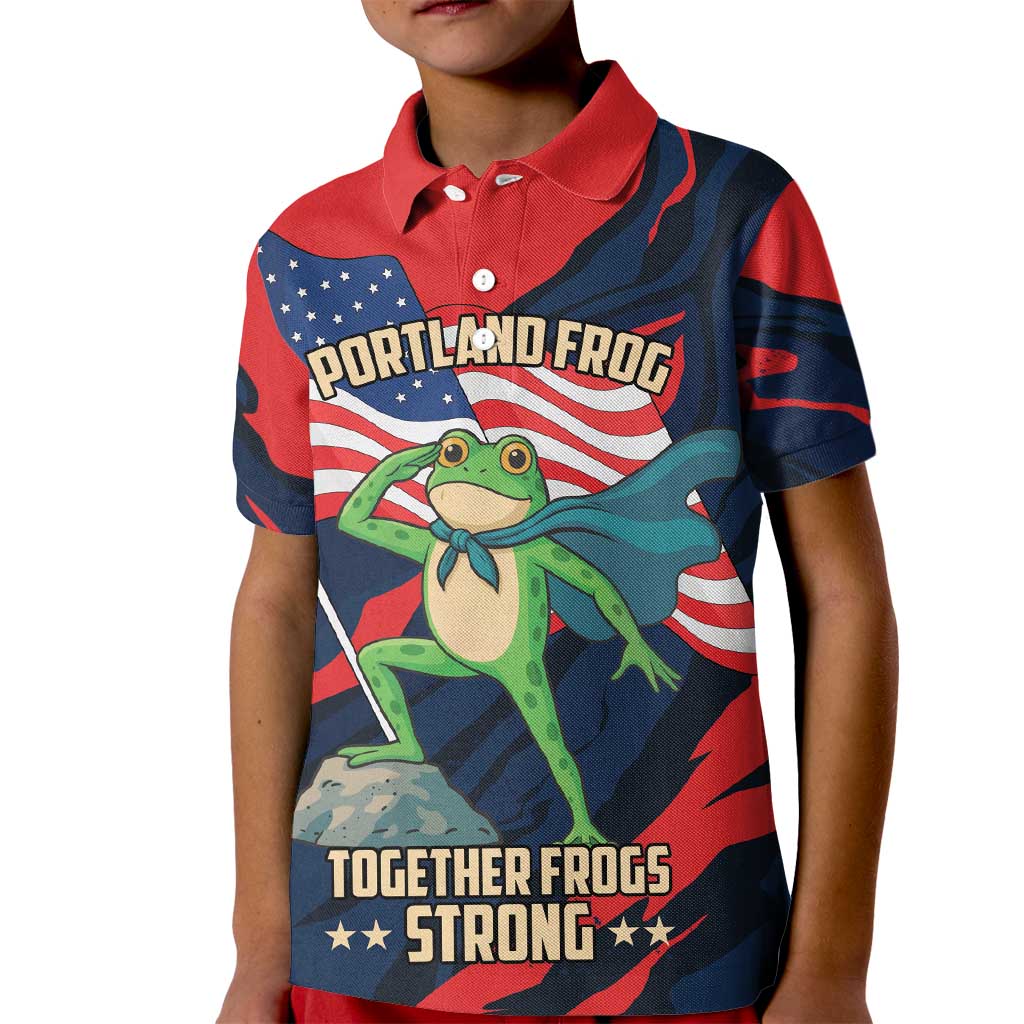 Portland Frog Protest Personalized Kid Polo Shirt Frogs Together Strong - Wonder Print Shop