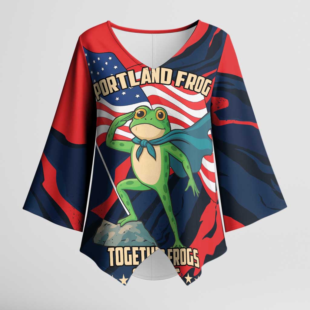 Portland Frog Protest Personalized Kimono Sleeve Blouse Frogs Together Strong - Wonder Print Shop