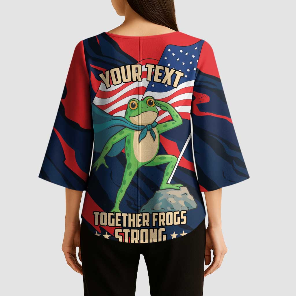 Portland Frog Protest Personalized Kimono Sleeve Blouse Frogs Together Strong - Wonder Print Shop