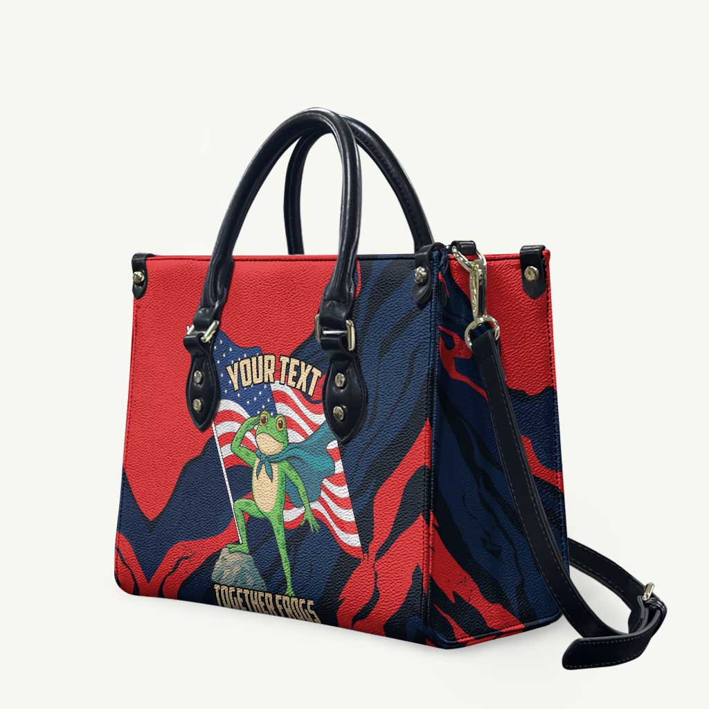 Portland Frog Protest Personalized Leather Bag Frogs Together Strong - Wonder Print Shop