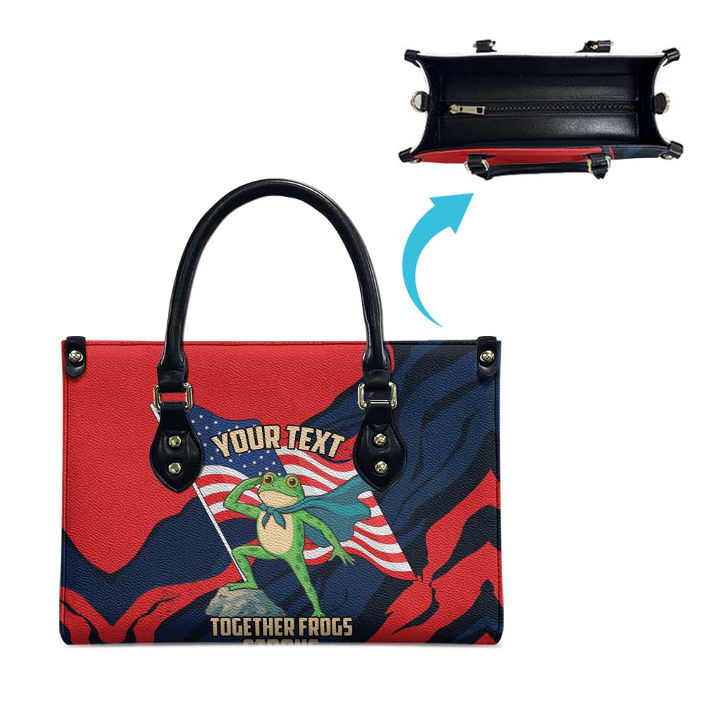 Portland Frog Protest Personalized Leather Bag Frogs Together Strong - Wonder Print Shop