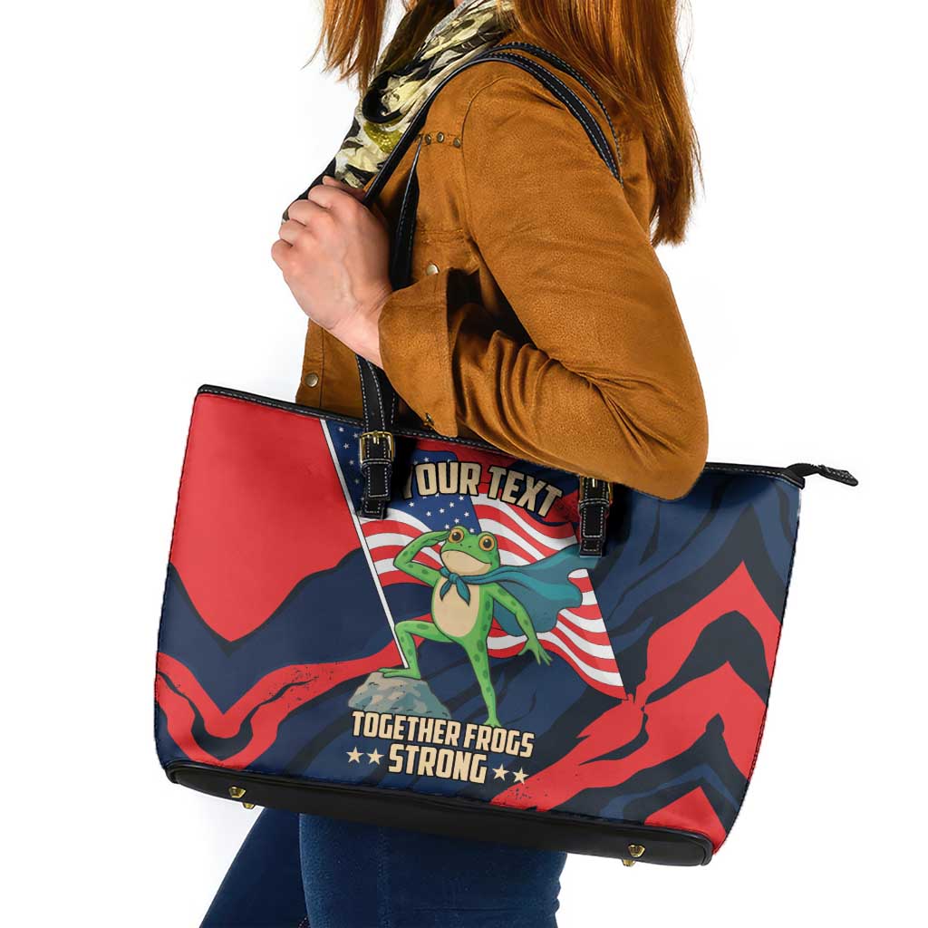 Portland Frog Protest Personalized Leather Tote Bag Frogs Together Strong - Wonder Print Shop