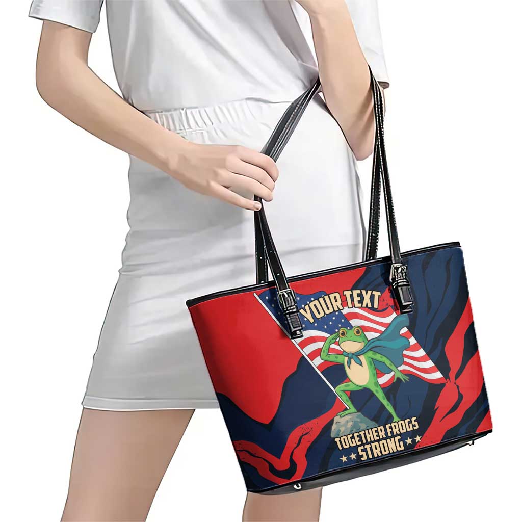 Portland Frog Protest Personalized Leather Tote Bag Frogs Together Strong - Wonder Print Shop