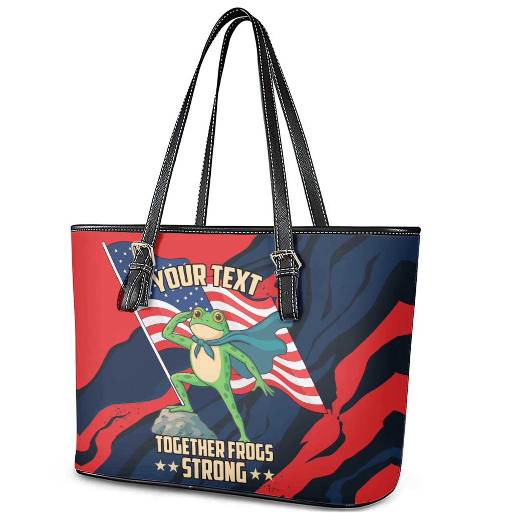 Portland Frog Protest Personalized Leather Tote Bag Frogs Together Strong - Wonder Print Shop