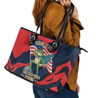 Portland Frog Protest Personalized Leather Tote Bag Frogs Together Strong - Wonder Print Shop