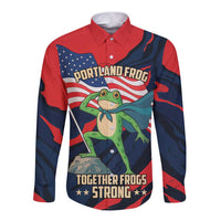 Portland Frog Protest Personalized Long Sleeve Button Shirt Frogs Together Strong - Wonder Print Shop