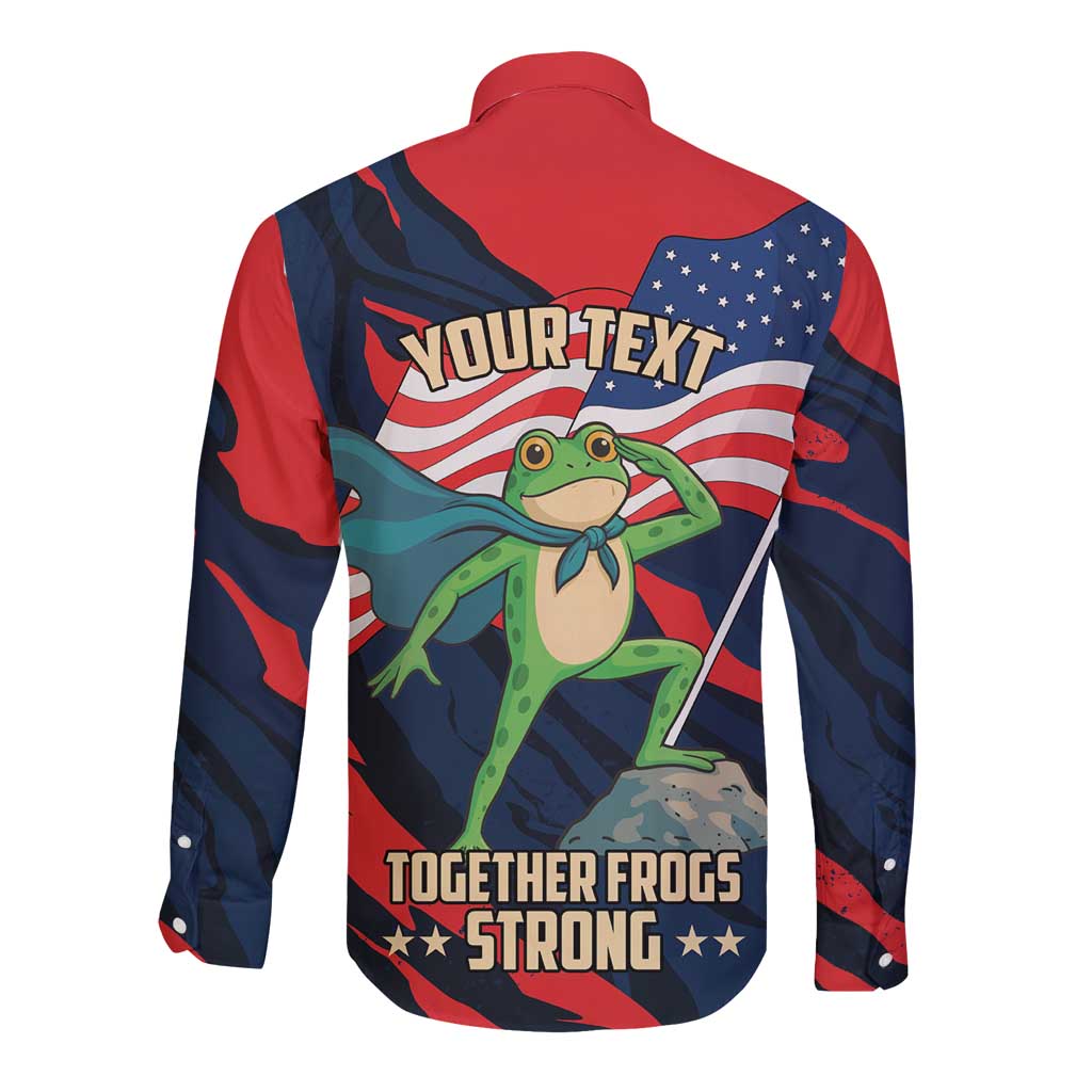 Portland Frog Protest Personalized Long Sleeve Button Shirt Frogs Together Strong - Wonder Print Shop