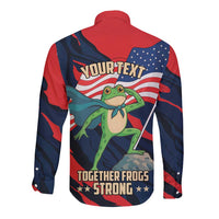 Portland Frog Protest Personalized Long Sleeve Button Shirt Frogs Together Strong - Wonder Print Shop