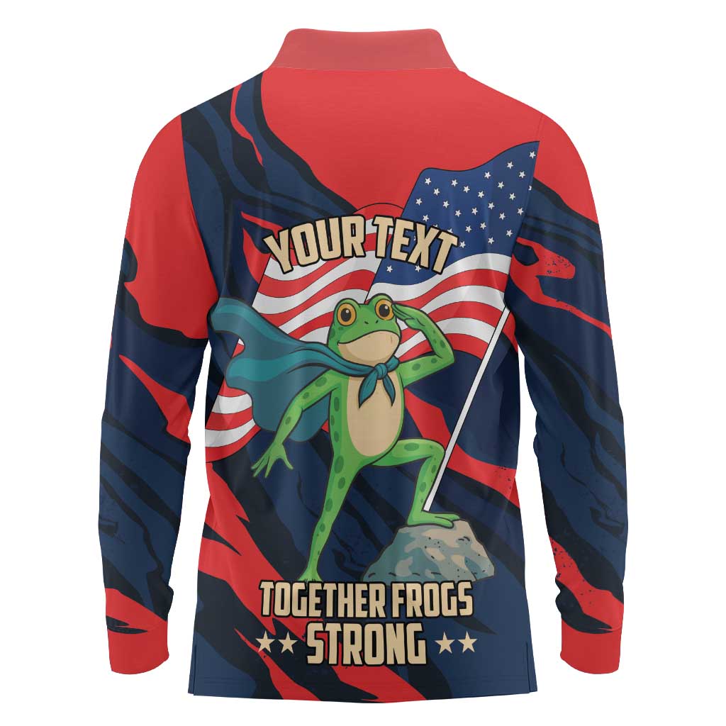 Portland Frog Protest Personalized Long Sleeve Polo Shirt Frogs Together Strong - Wonder Print Shop