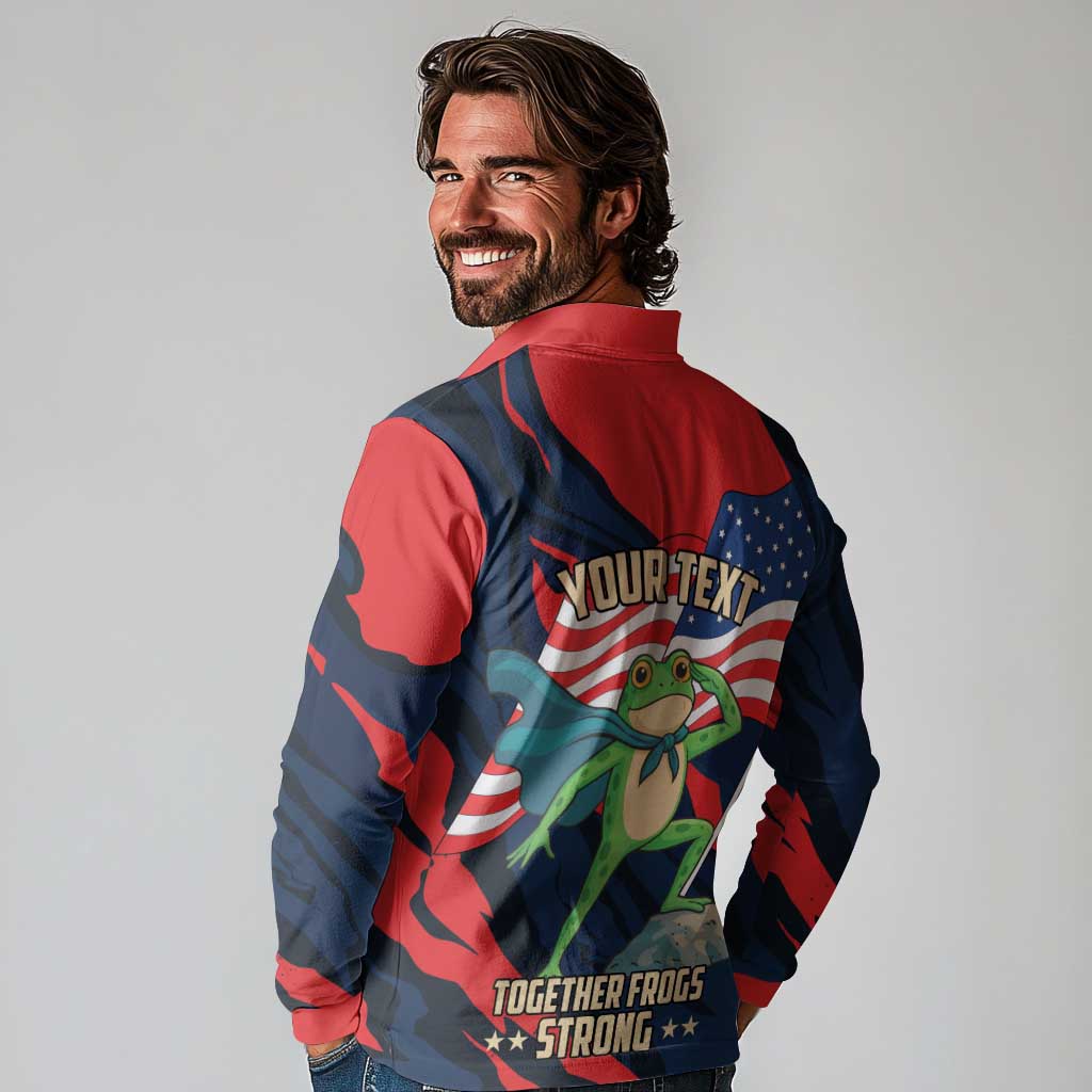 Portland Frog Protest Personalized Long Sleeve Polo Shirt Frogs Together Strong - Wonder Print Shop