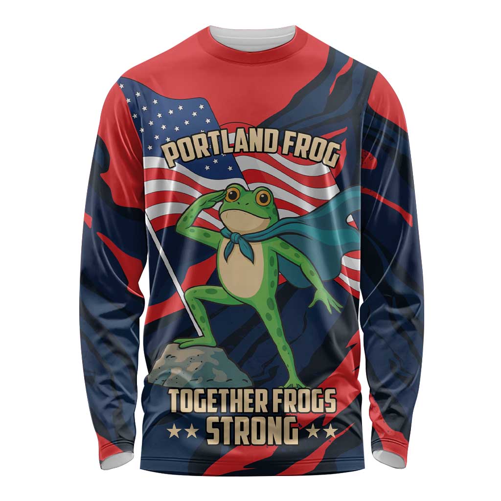 Portland Frog Protest Personalized Long Sleeve Shirt Frogs Together Strong - Wonder Print Shop