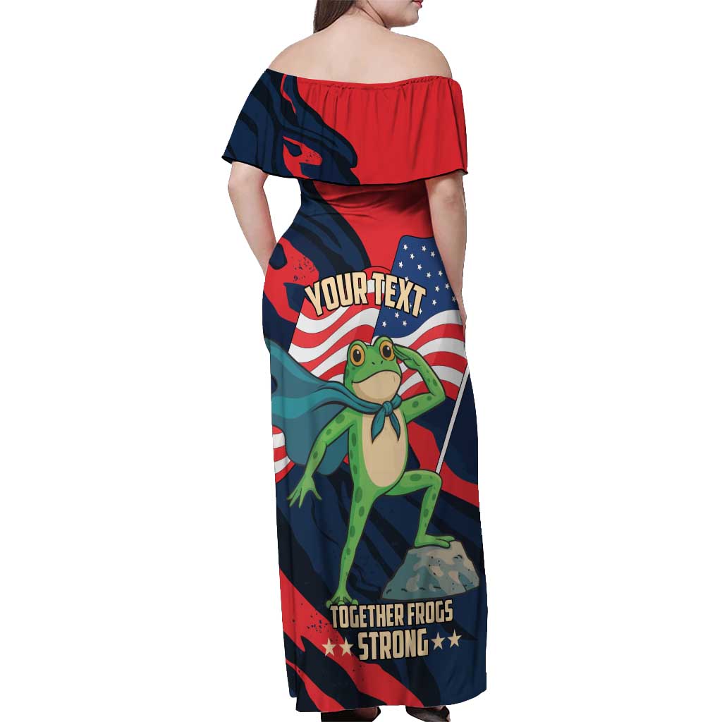 Portland Frog Protest Personalized Off Shoulder Maxi Dress Frogs Together Strong - Wonder Print Shop