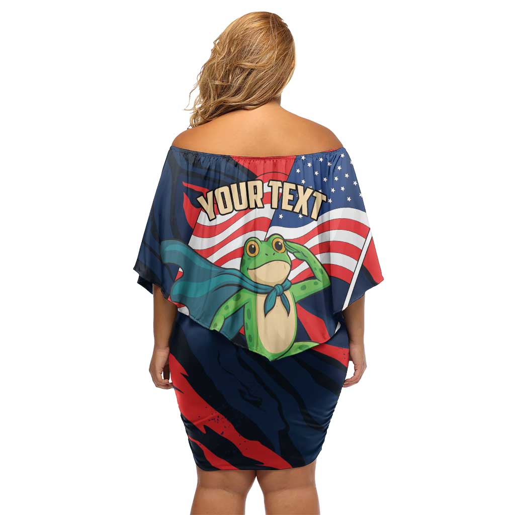 Portland Frog Protest Personalized Off Shoulder Short Dress Frogs Together Strong - Wonder Print Shop