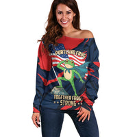 Portland Frog Protest Personalized Off Shoulder Sweater Frogs Together Strong - Wonder Print Shop