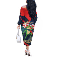 Portland Frog Protest Personalized Off The Shoulder Long Sleeve Dress Frogs Together Strong - Wonder Print Shop