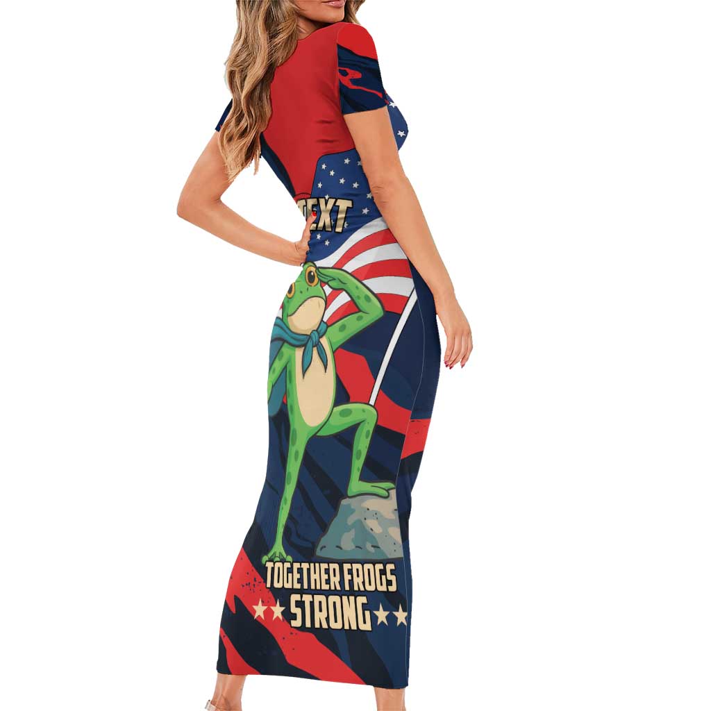Portland Frog Protest Personalized Short Sleeve Bodycon Dress Frogs Together Strong - Wonder Print Shop