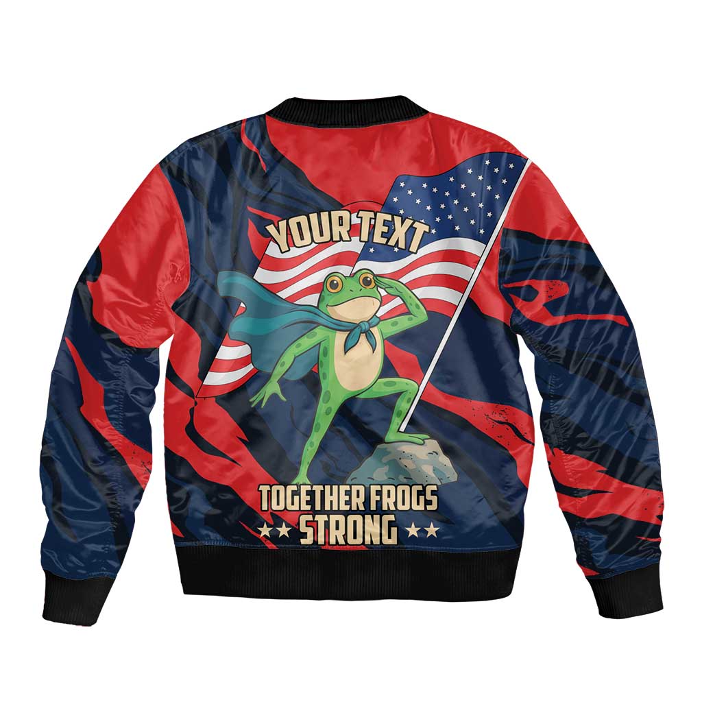 Portland Frog Protest Personalized Sleeve Zip Bomber Jacket Frogs Together Strong - Wonder Print Shop