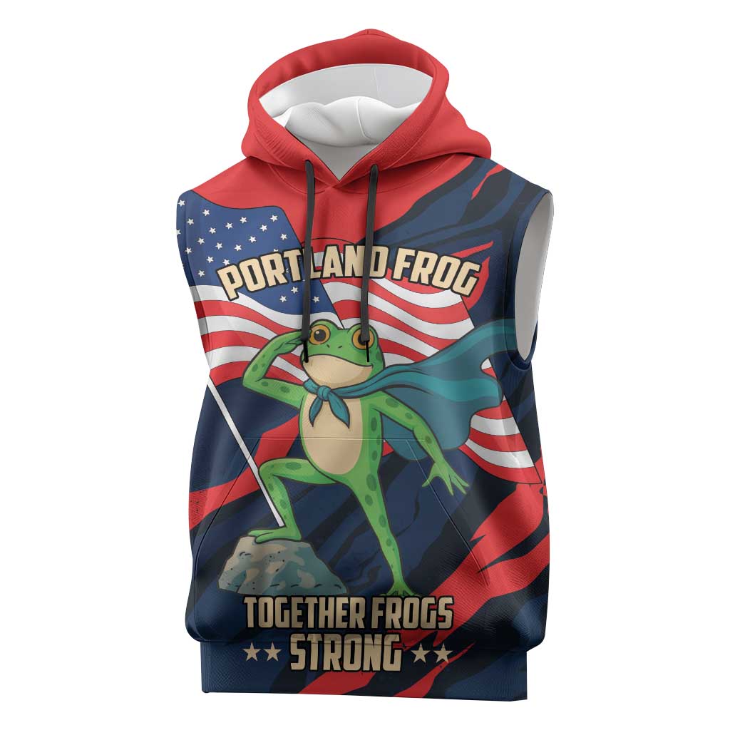 Portland Frog Protest Personalized Sleeveless Hoodie Frogs Together Strong - Wonder Print Shop