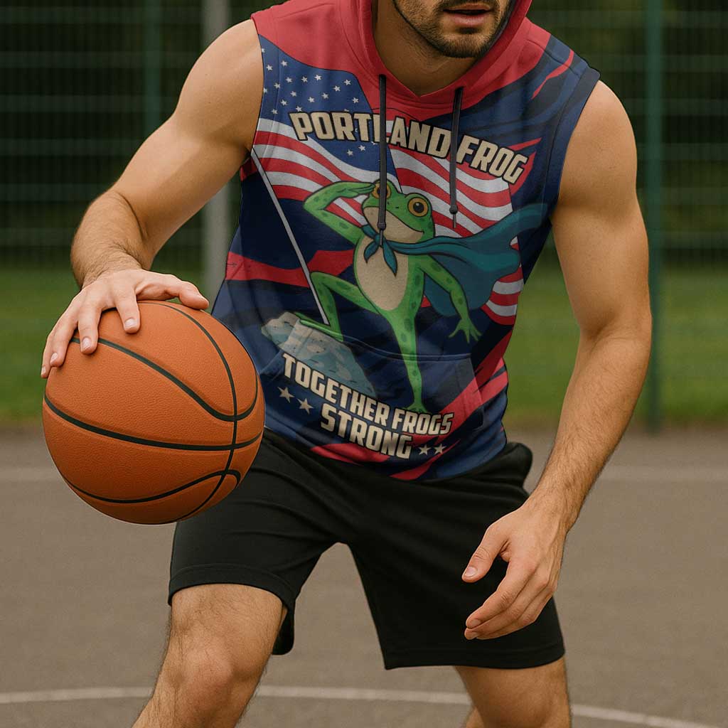 Portland Frog Protest Personalized Sleeveless Hoodie Frogs Together Strong - Wonder Print Shop