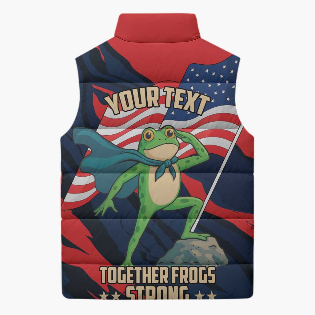 Portland Frog Protest Personalized Sleeveless Puffer Jacket Frogs Together Strong - Wonder Print Shop