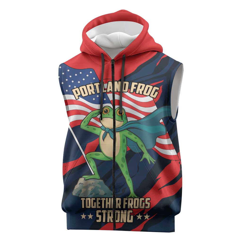 Portland Frog Protest Personalized Sleeveless Zip Hoodie Frogs Together Strong - Wonder Print Shop