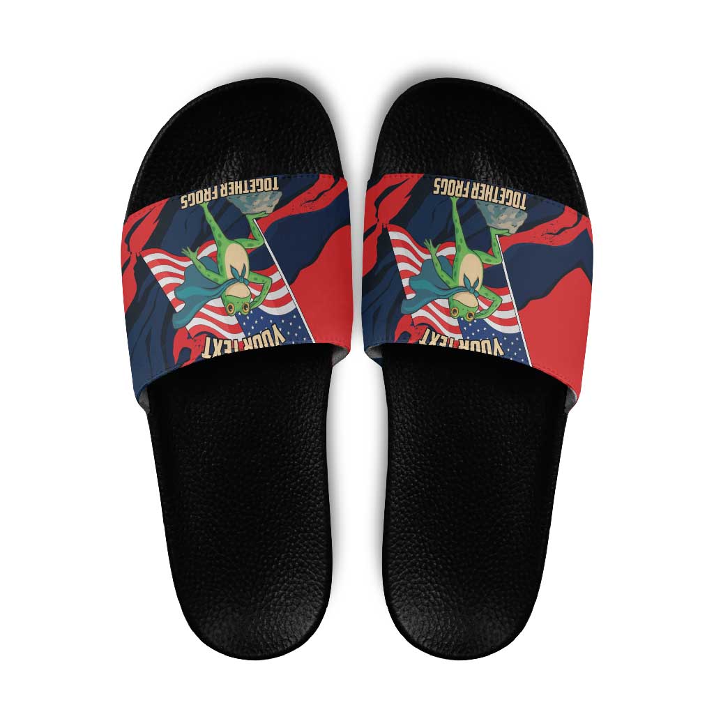 Portland Frog Protest Personalized Slide Sandals Frogs Together Strong - Wonder Print Shop