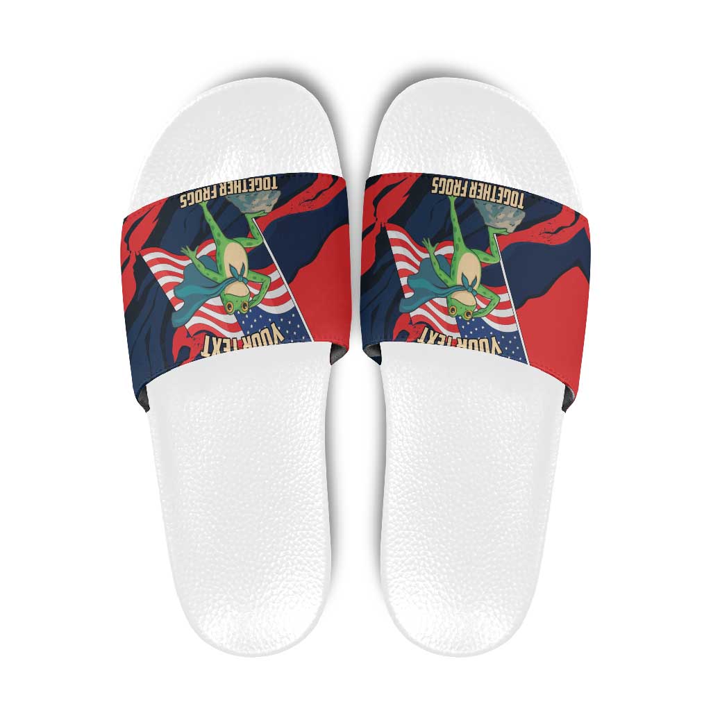 Portland Frog Protest Personalized Slide Sandals Frogs Together Strong - Wonder Print Shop