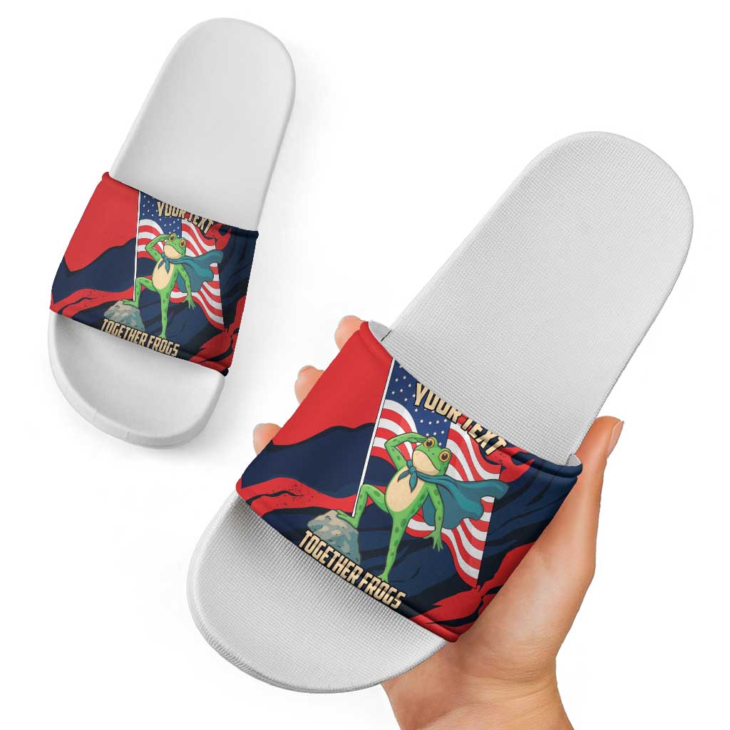 Portland Frog Protest Personalized Slide Sandals Frogs Together Strong - Wonder Print Shop