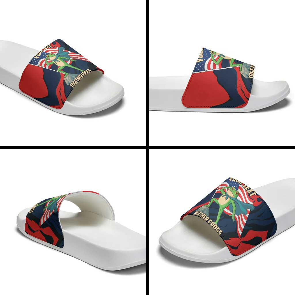 Portland Frog Protest Personalized Slide Sandals Frogs Together Strong - Wonder Print Shop