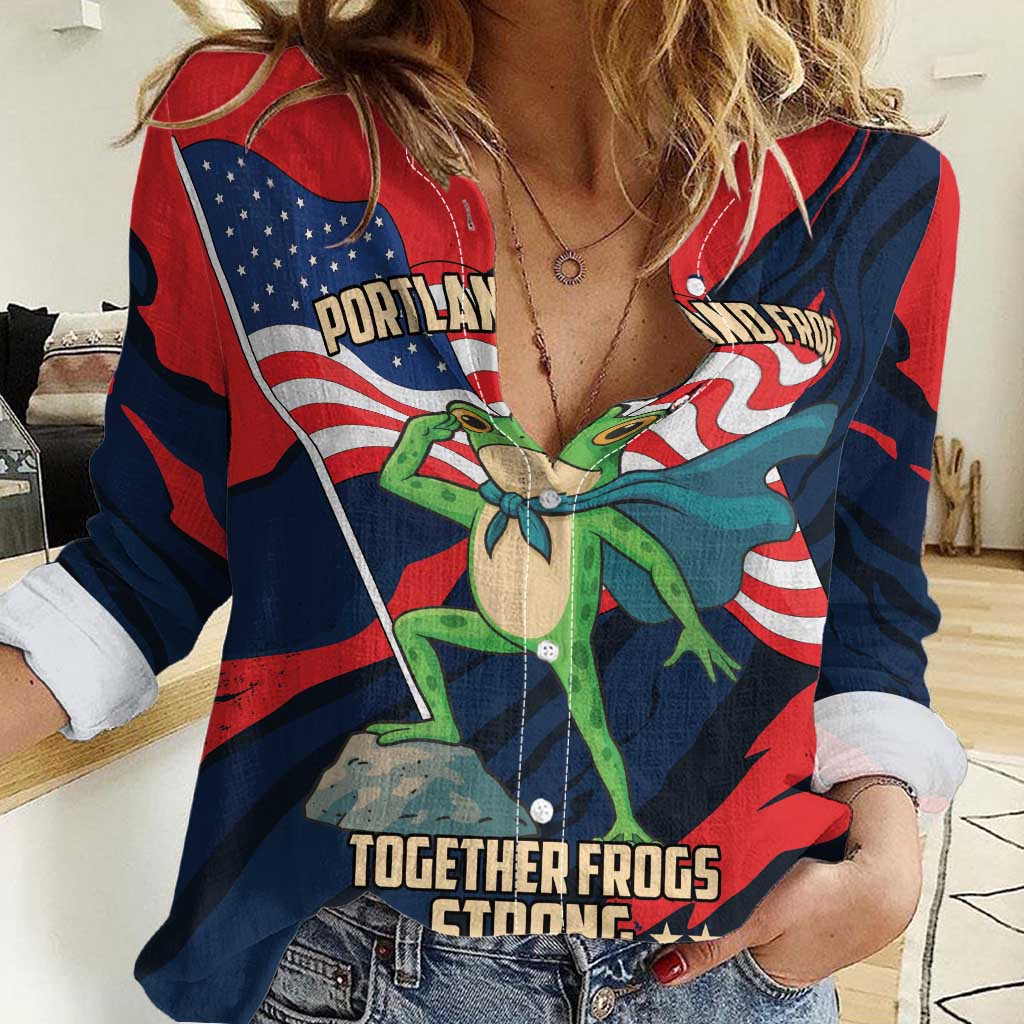 Portland Frog Protest Personalized Women Casual Shirt Frogs Together Strong - Wonder Print Shop