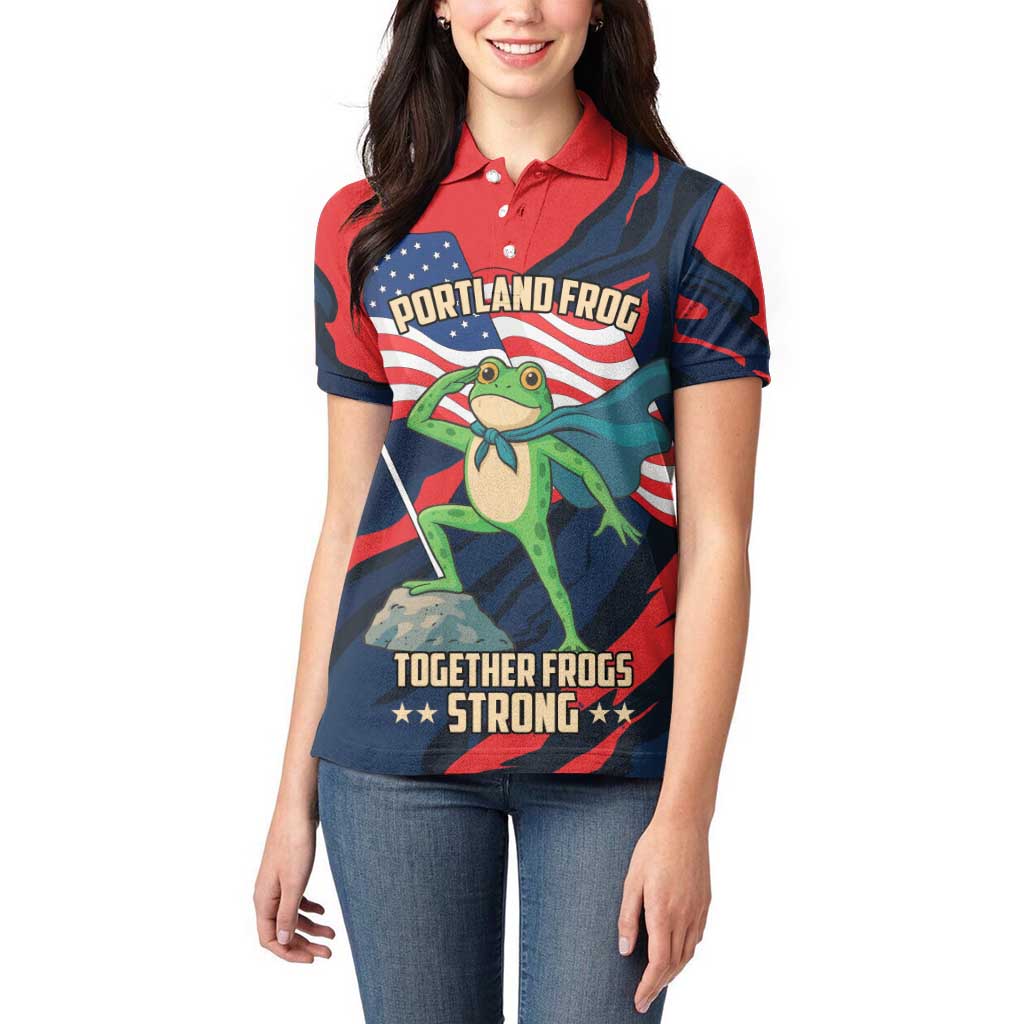 Portland Frog Protest Personalized Women Polo Shirt Frogs Together Strong - Wonder Print Shop