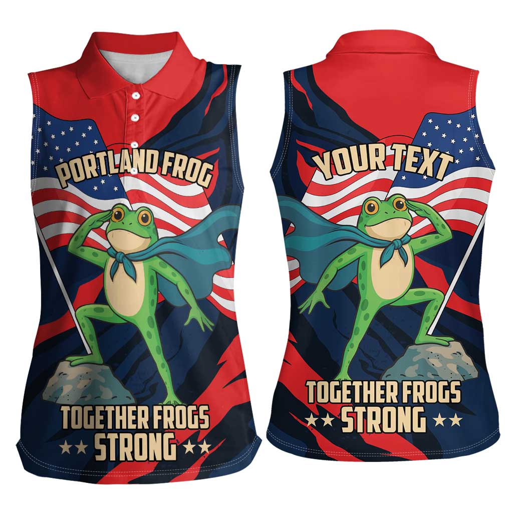 Portland Frog Protest Personalized Women Sleeveless Polo Shirt Frogs Together Strong - Wonder Print Shop