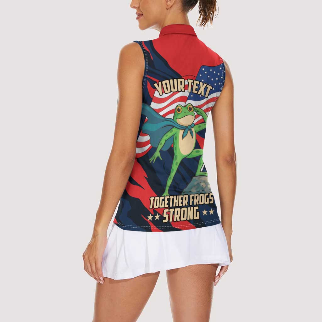Portland Frog Protest Personalized Women Sleeveless Polo Shirt Frogs Together Strong - Wonder Print Shop
