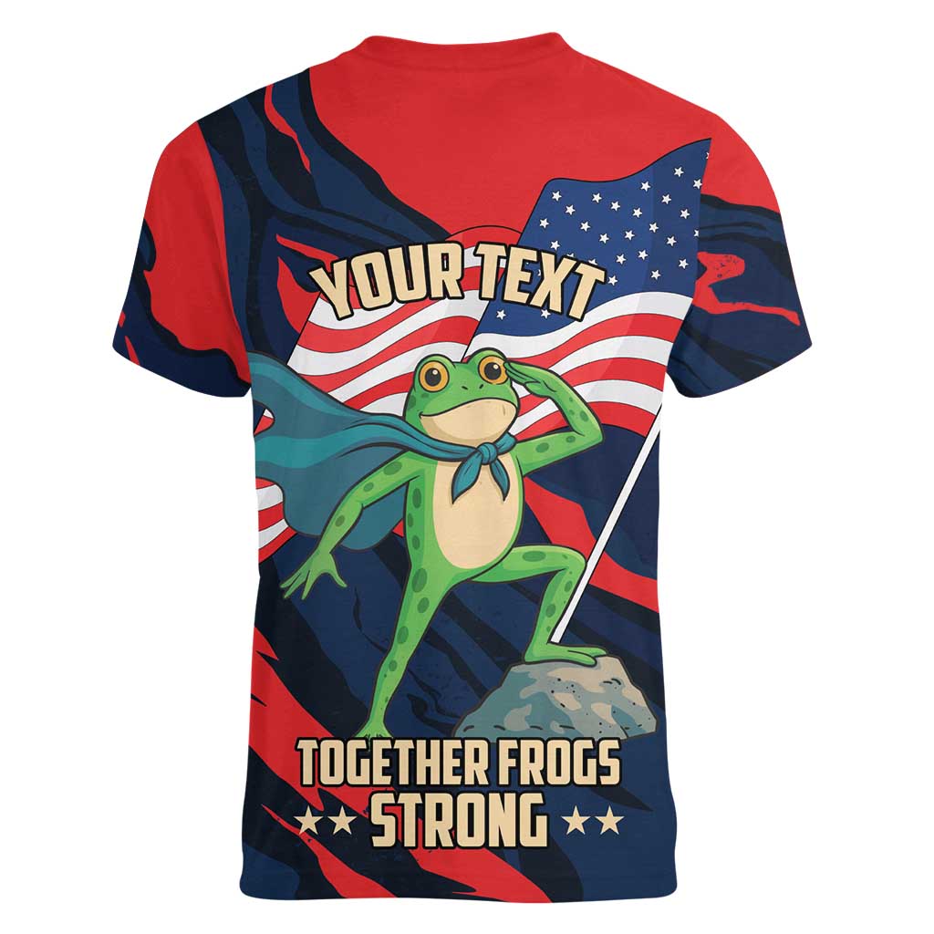 Portland Frog Protest Personalized Women V-Neck T-Shirt Frogs Together Strong - Wonder Print Shop
