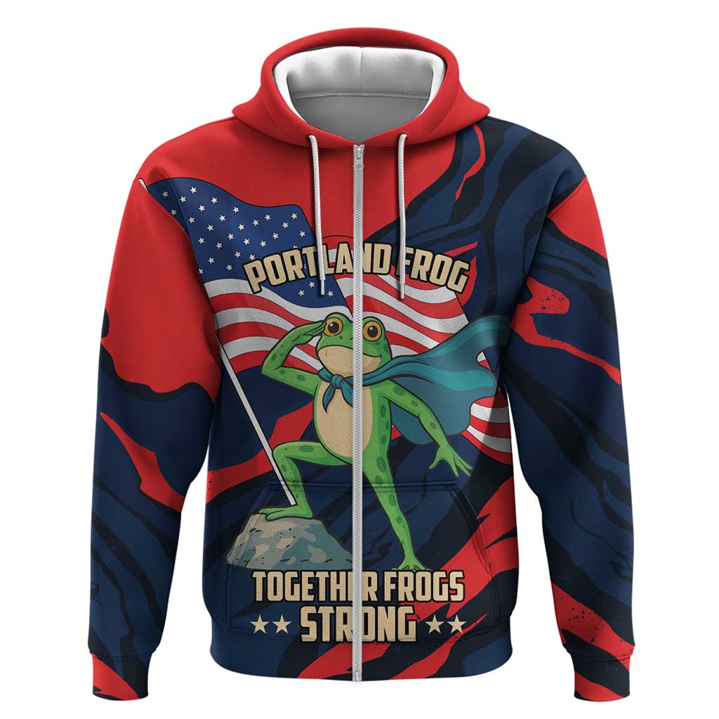 Portland Frog Protest Personalized Zip Hoodie Frogs Together Strong - Wonder Print Shop