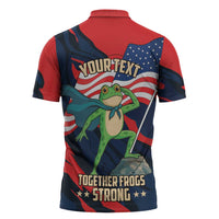 Portland Frog Protest Personalized Zipper Polo Shirt Frogs Together Strong - Wonder Print Shop