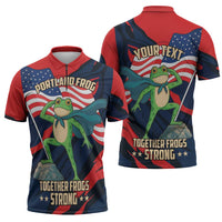 Portland Frog Protest Personalized Zipper Polo Shirt Frogs Together Strong - Wonder Print Shop