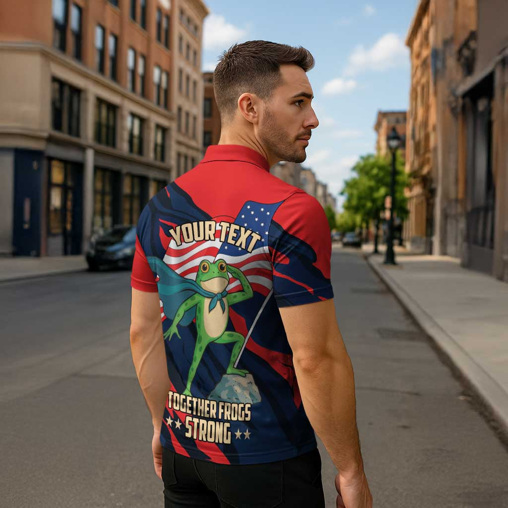 Portland Frog Protest Personalized Zipper Polo Shirt Frogs Together Strong - Wonder Print Shop