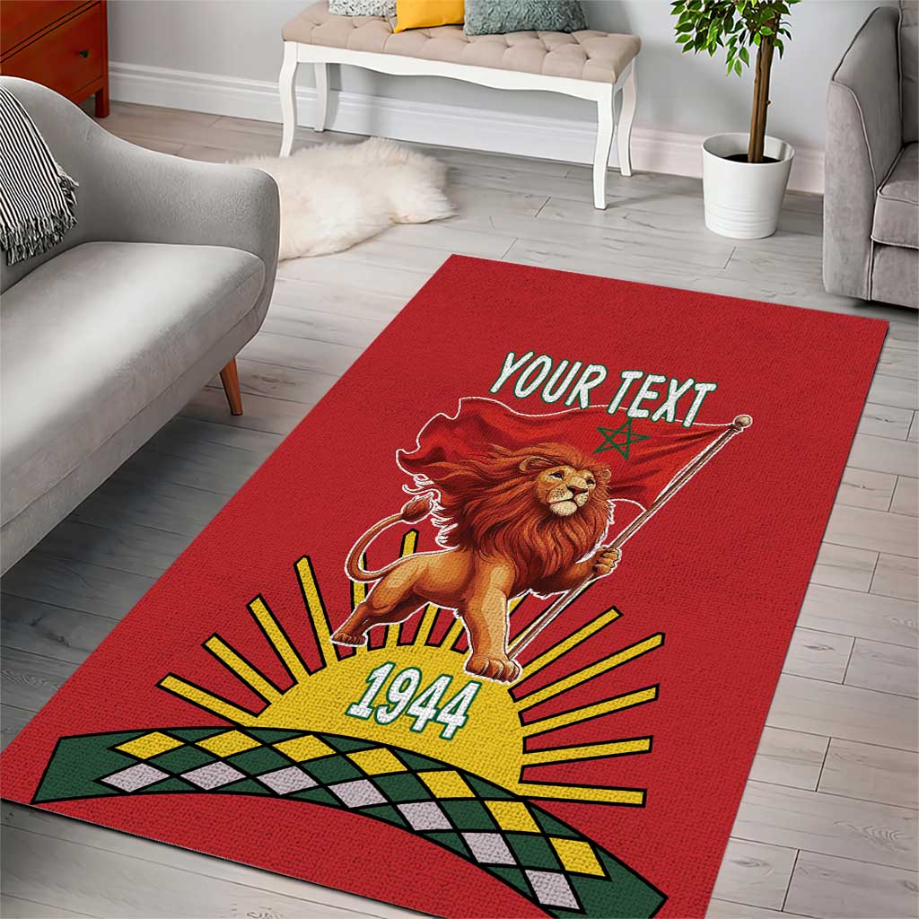 Personalized Morocco Proclamation Day 1944 Area Rug Barbary Lion With Flag - Wonder Print Shop